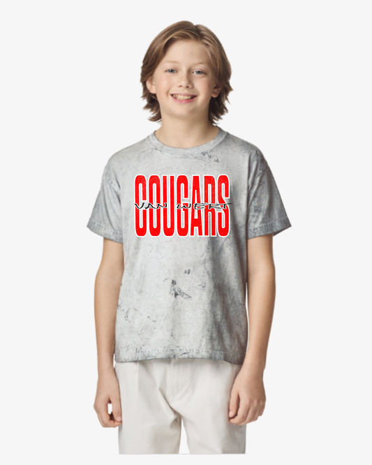 Cougars (Van Wert) distressed Tie Die Tshirt