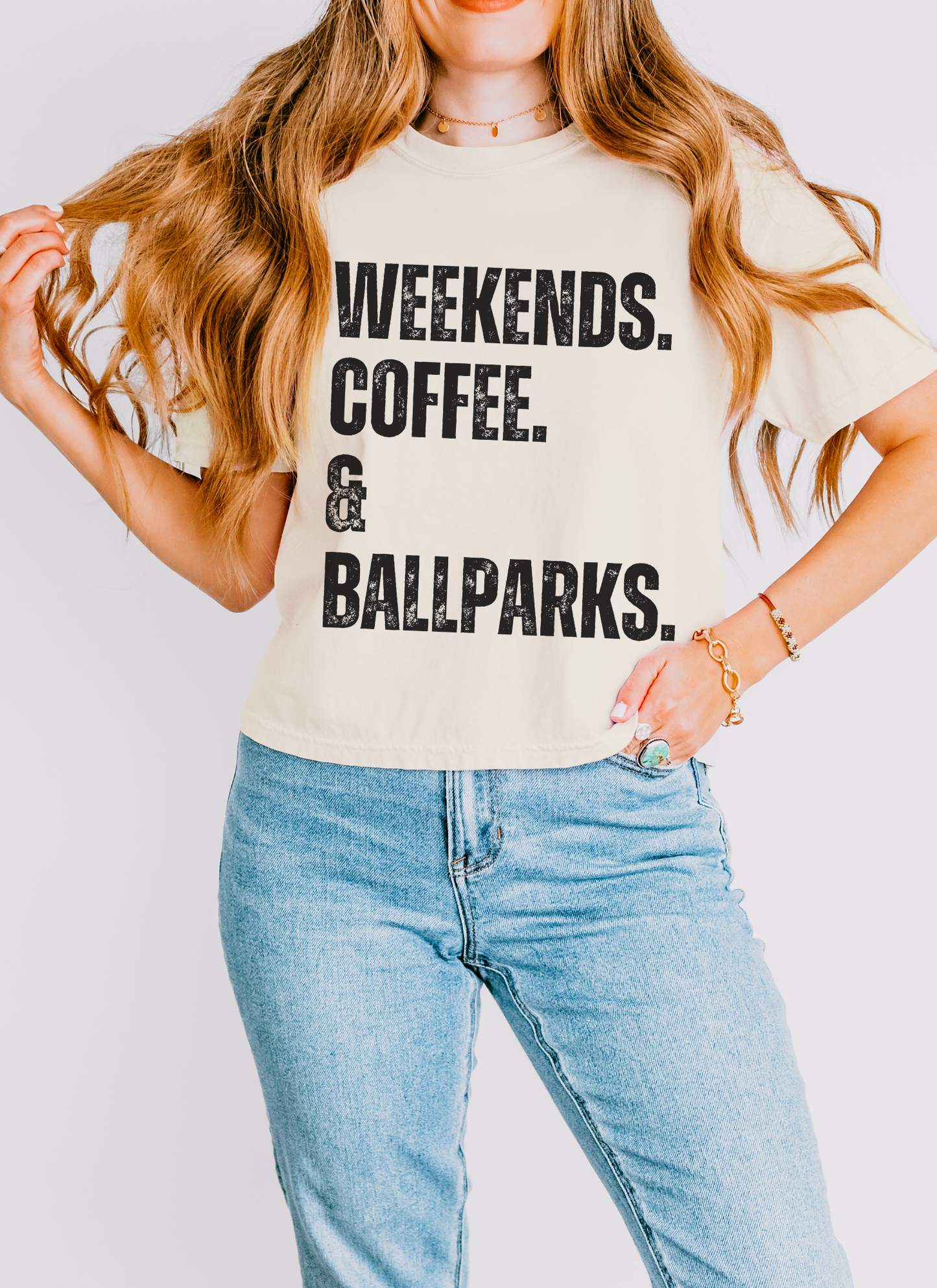 Weekends Coffe and Ballparks Boxy Tee