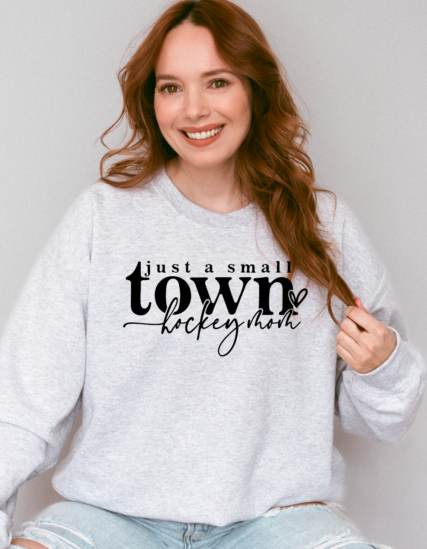 Just a small town hockey mom Crewneck