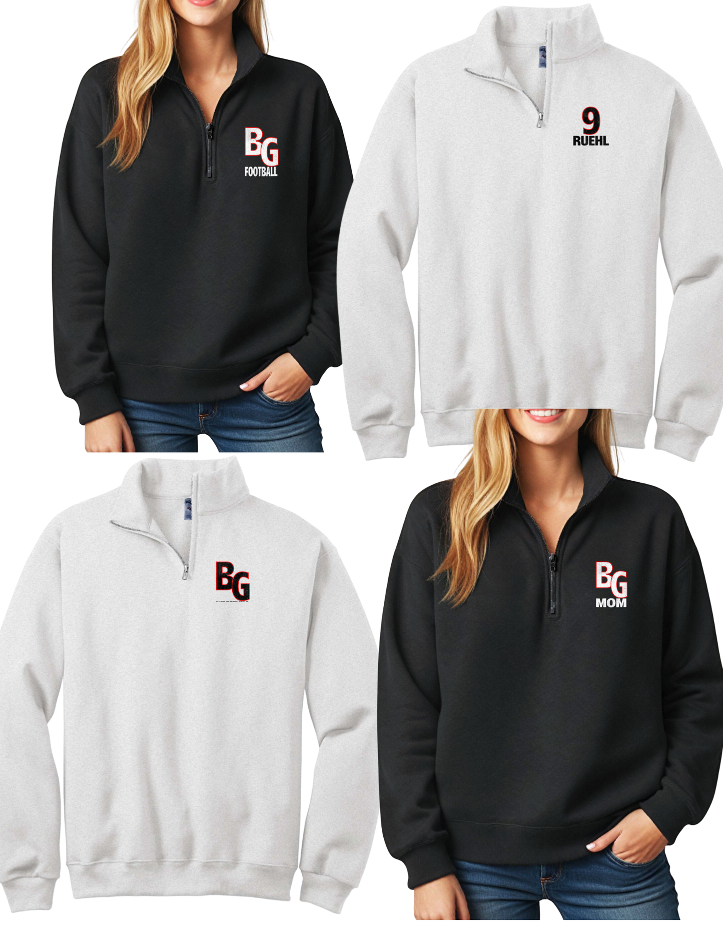 Bobcats Football 1/4 zip up big back