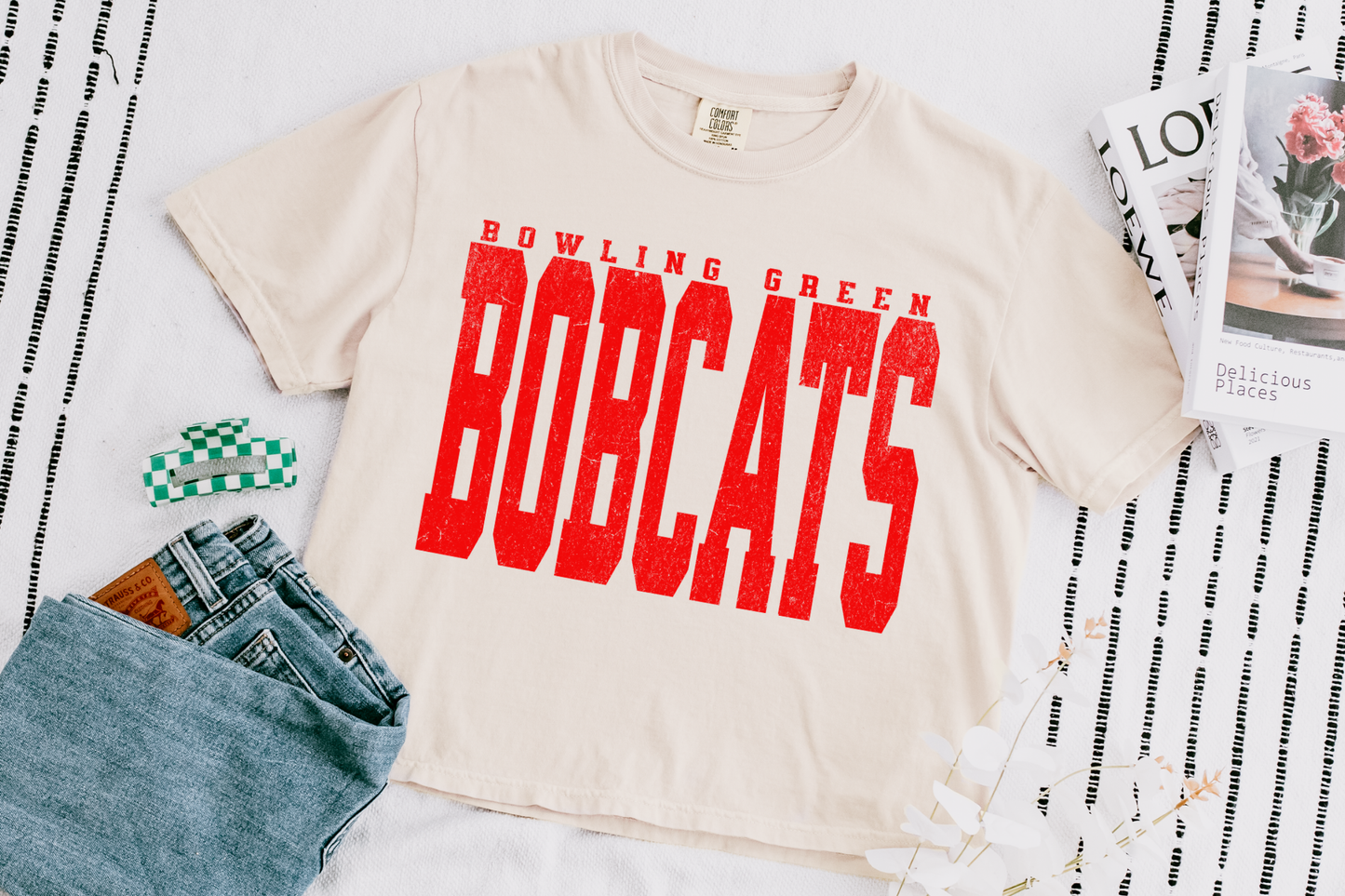 Custom School Mascot Large Print Boxy Crop Tshirt
