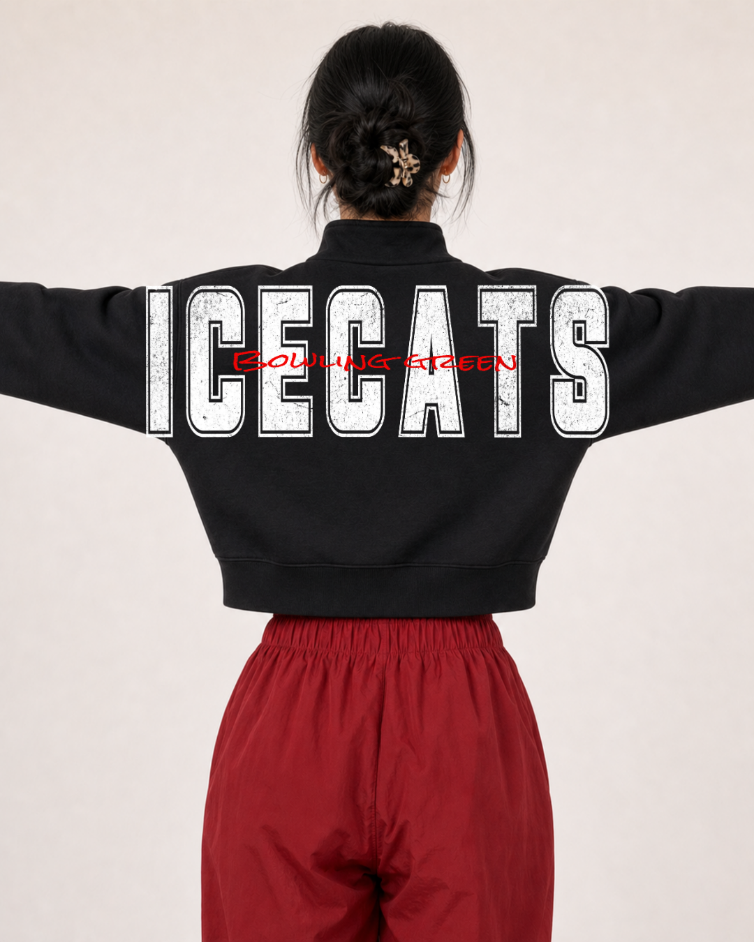 Women's Cropped Bowling Green Ice Cats 1/4 Zip Up