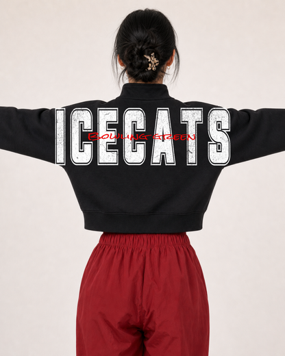 Women's Cropped Bowling Green Ice Cats 1/4 Zip Up