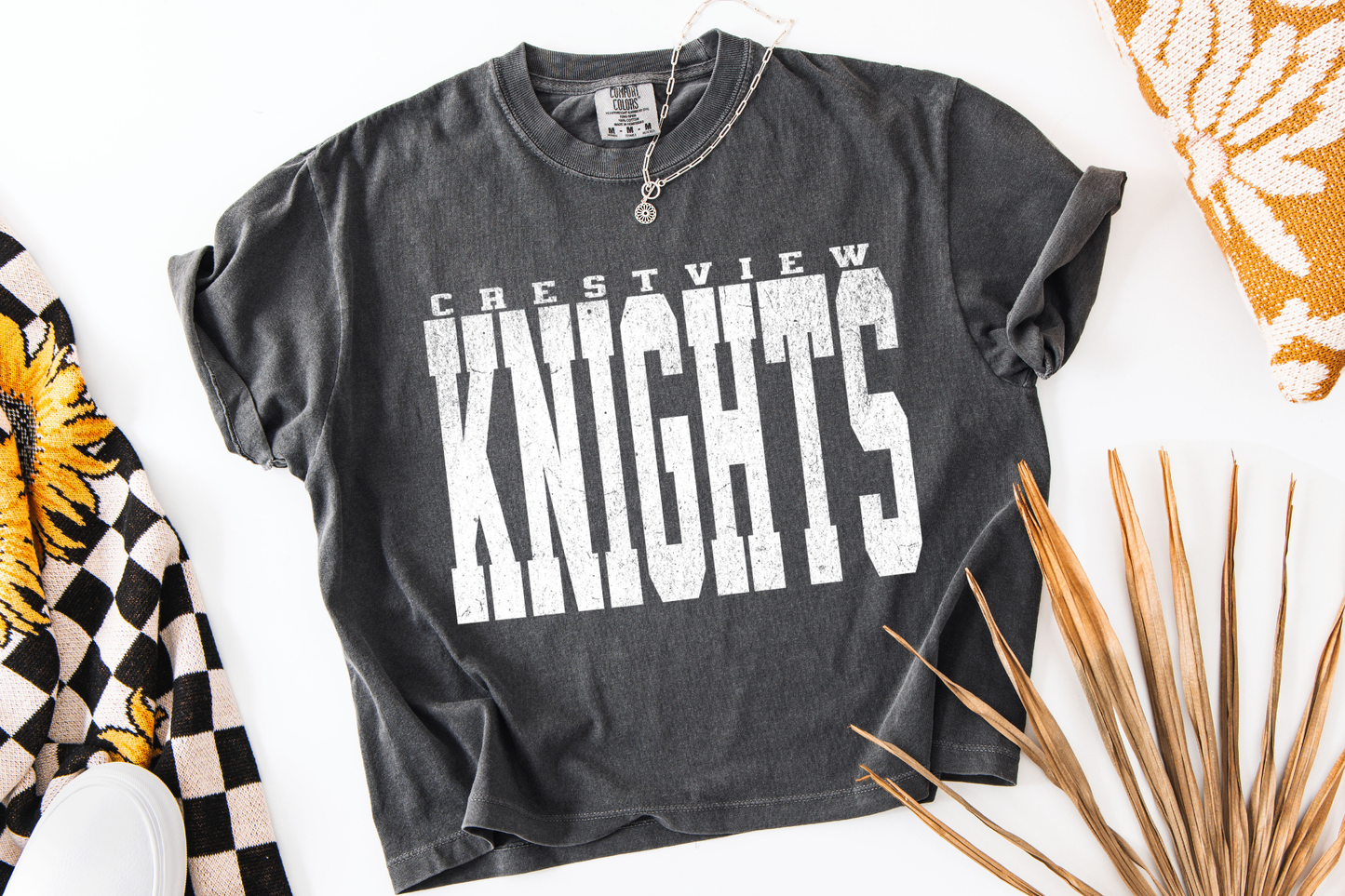 Custom School Mascot Large Print Boxy Crop Tshirt