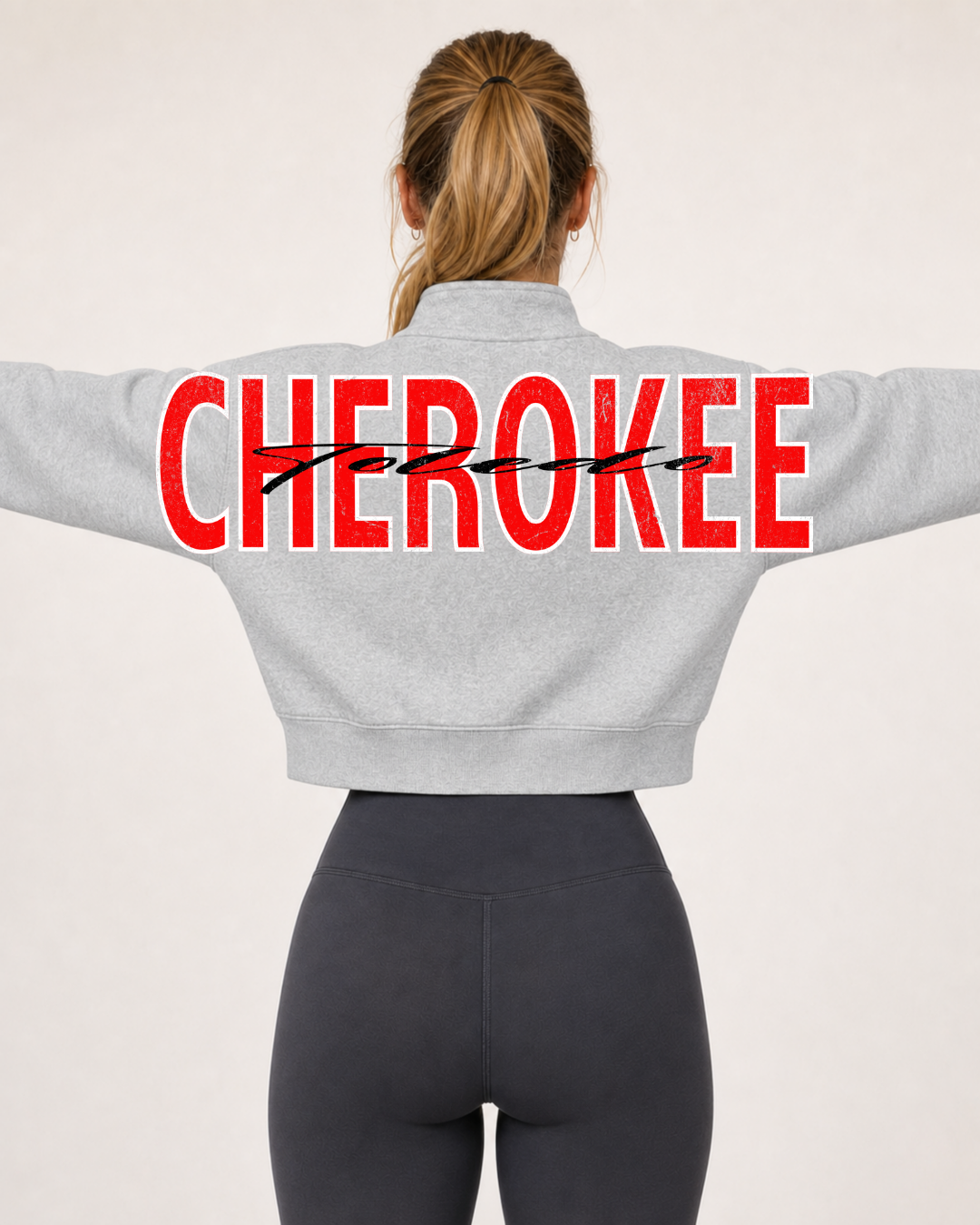 Women's Cropped Grey Toledo Cherokee 1/4 Zip Up