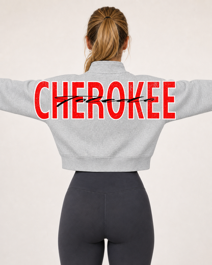Women's Cropped Grey Toledo Cherokee 1/4 Zip Up