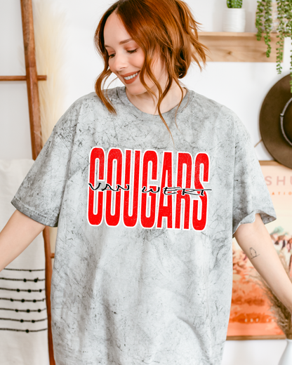 Cougars (Van Wert) distressed Tie Die Tshirt
