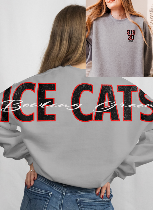 Black and Red Ice Cats big back Crewneck