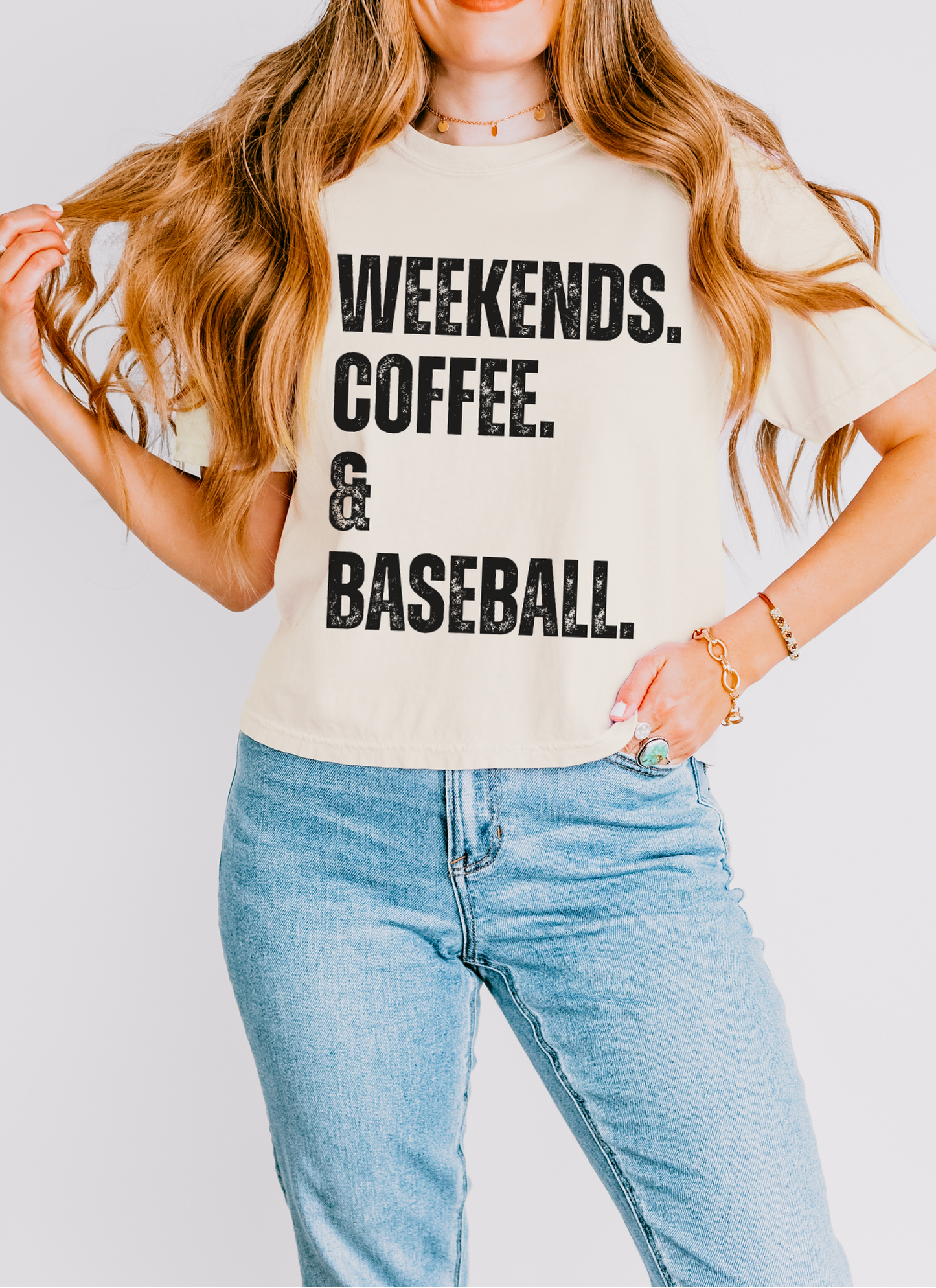Weekends Coffee Baseball Boxy Tee