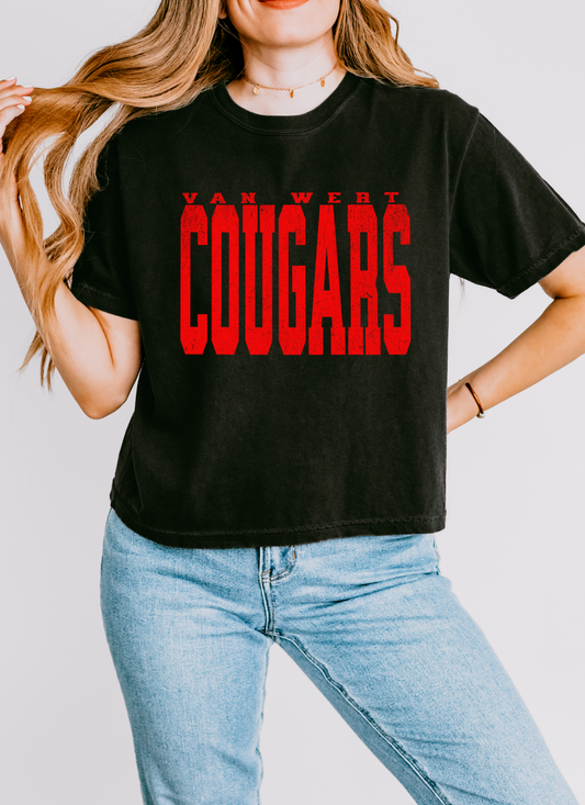 Custom School Mascot Large Print Boxy Crop Tshirt