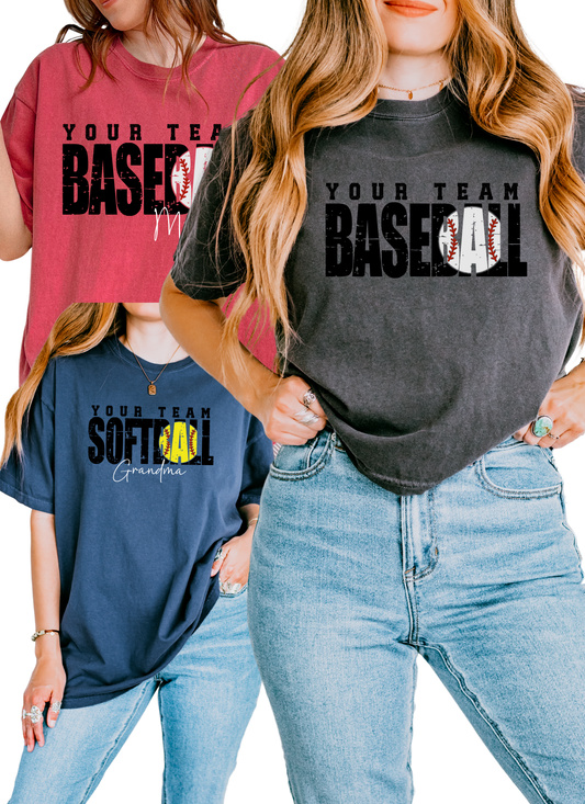 Custom Baseball/Softball  Adult Tshirt
