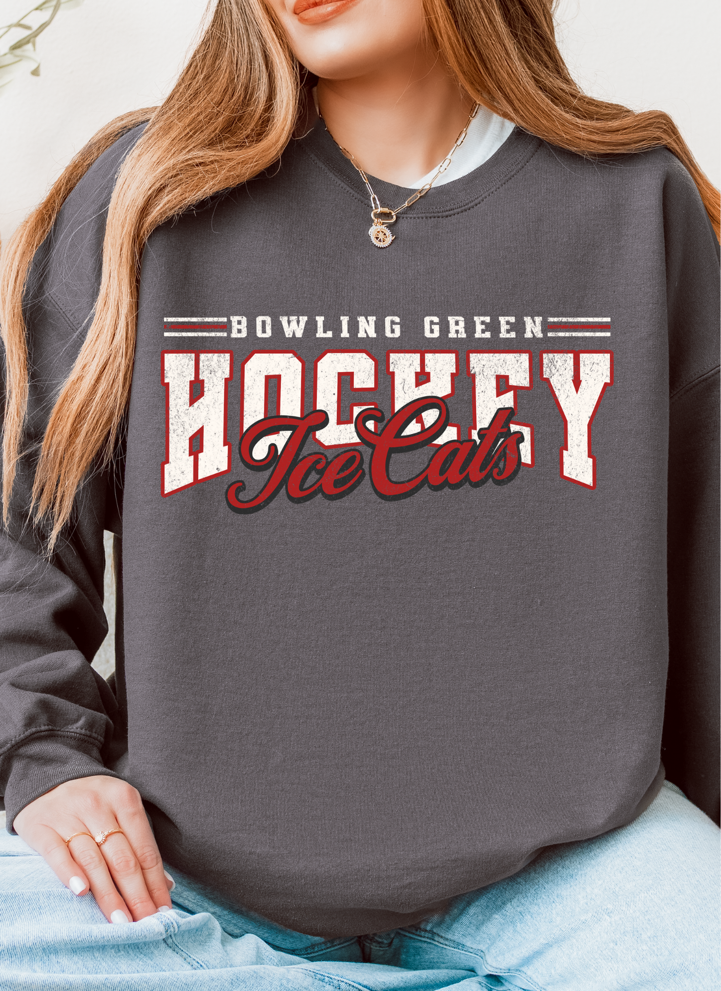 Varsity Style Ice Cats Hockey Crewneck