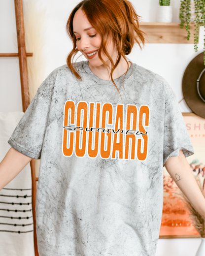 Cougars (Southview) distressed Tie Die Tshirt