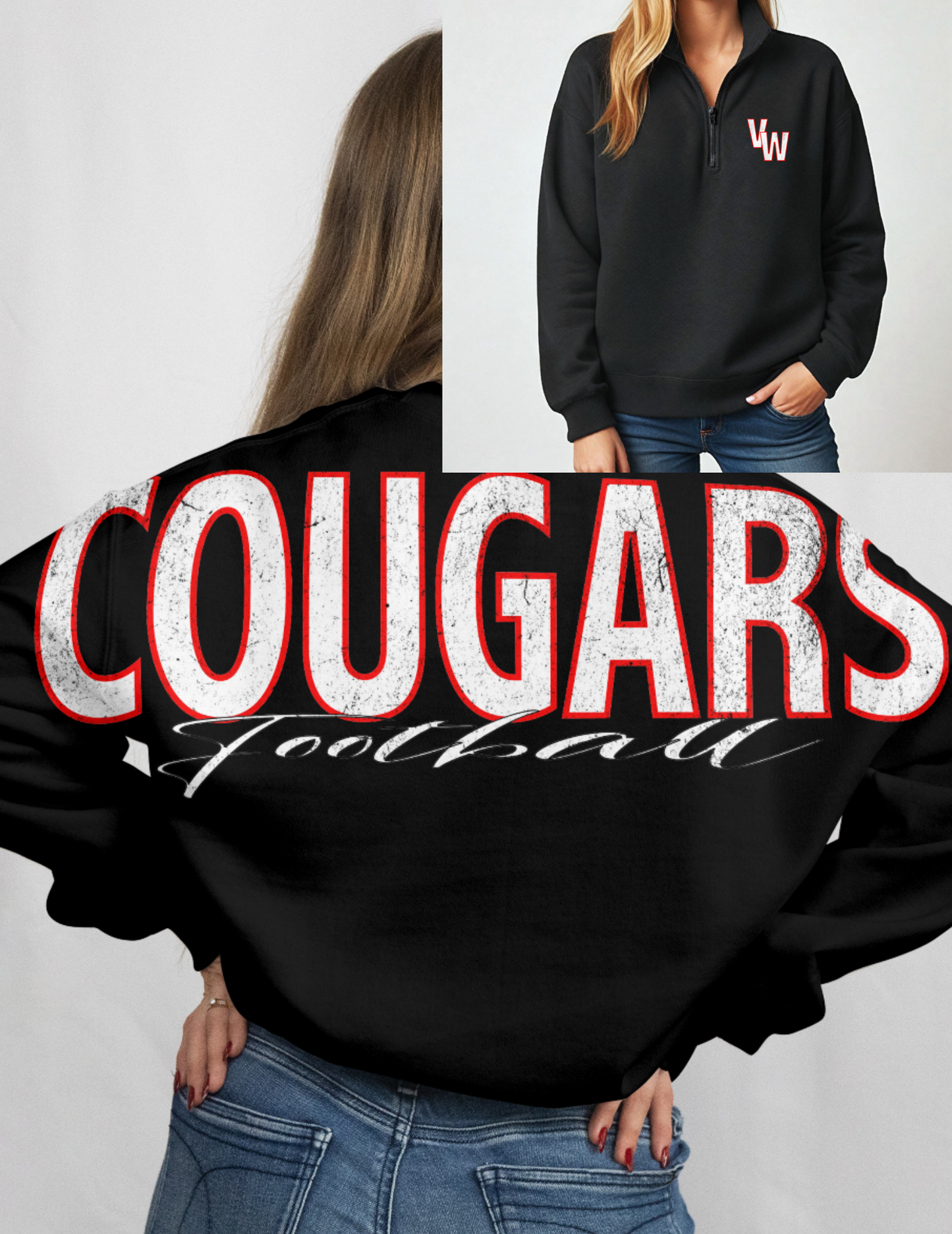 Cougar Football 1/4 zip up big back
