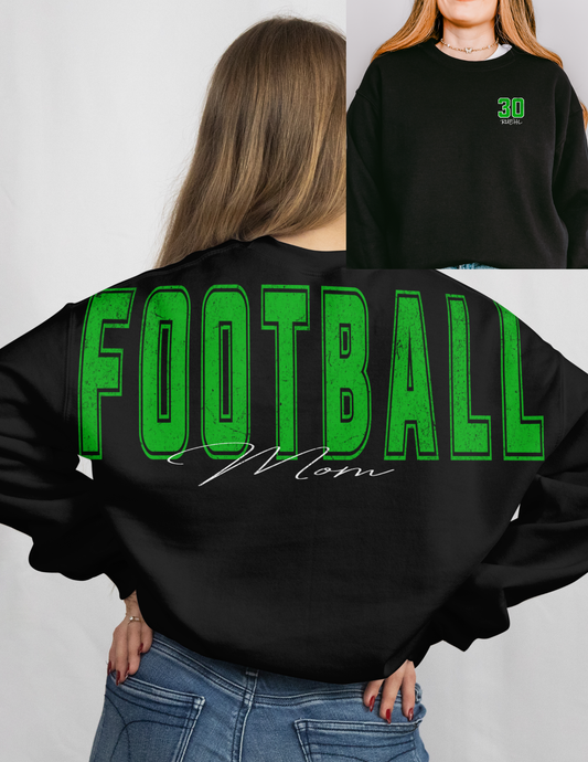 Ottawa Hills Solid Green Football Mom Big Back Crewneck