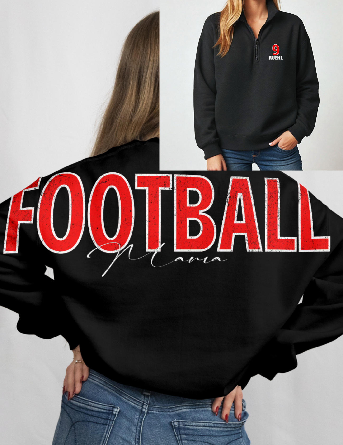 Bobcats Football Mom 1/4 zip up big back