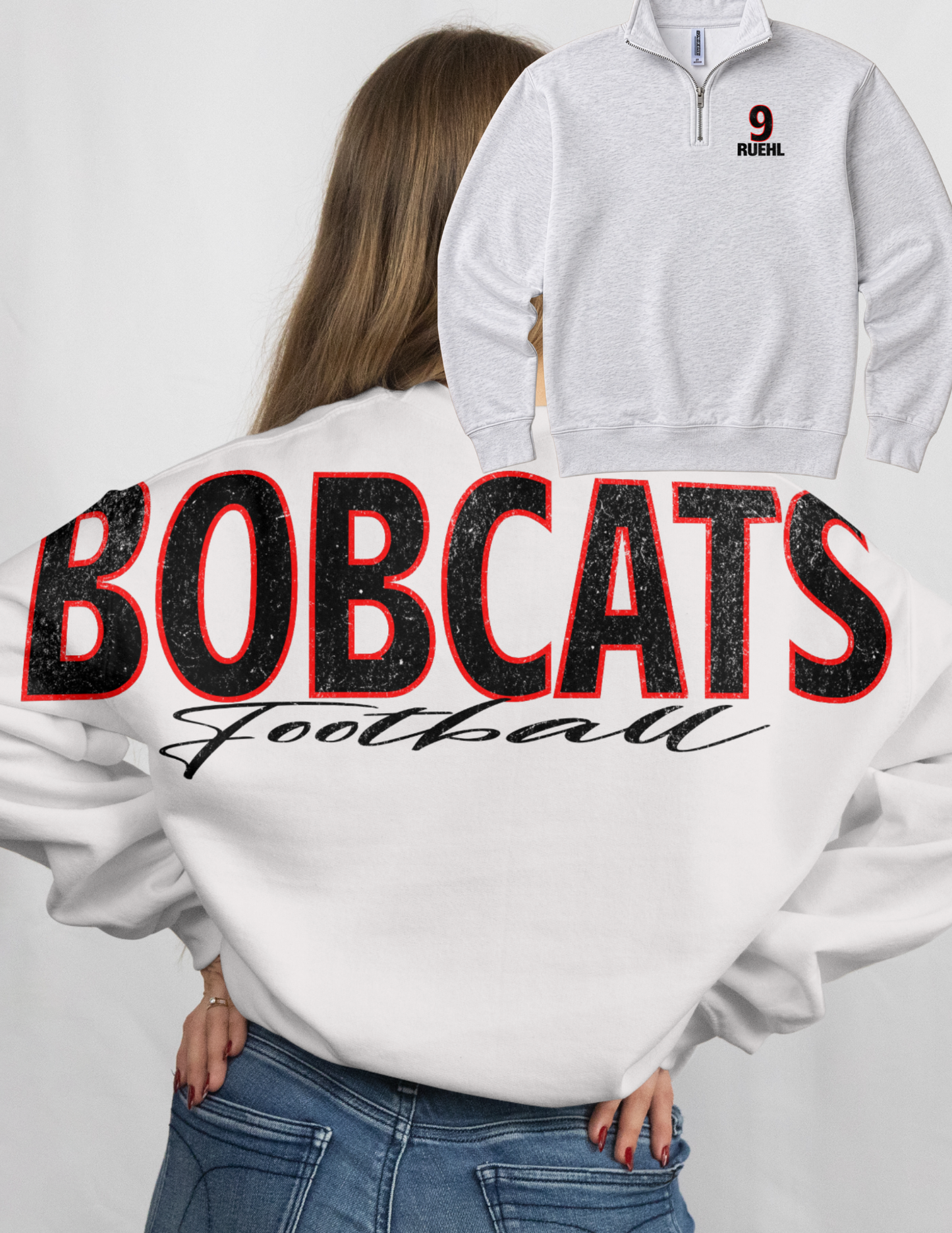 Bobcats Football 1/4 zip up big back