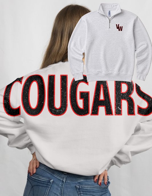 Cougar Mascot 1/4 Zip up Pull Over