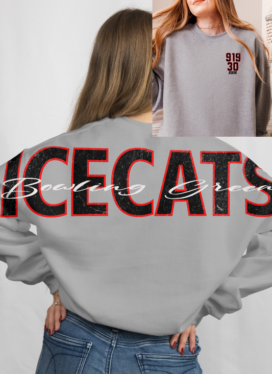 Black and Red Ice Cats big back Crewneck