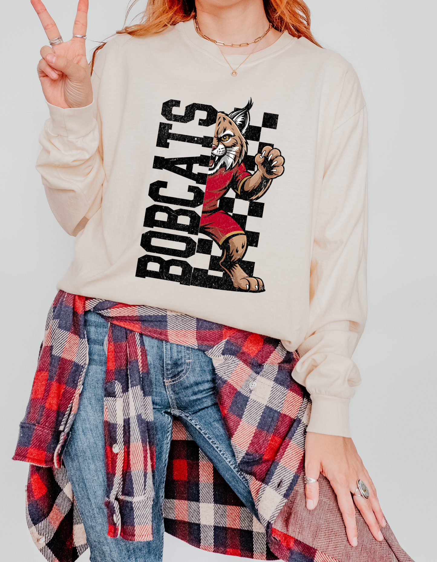 Checkered Bobcat Mascot