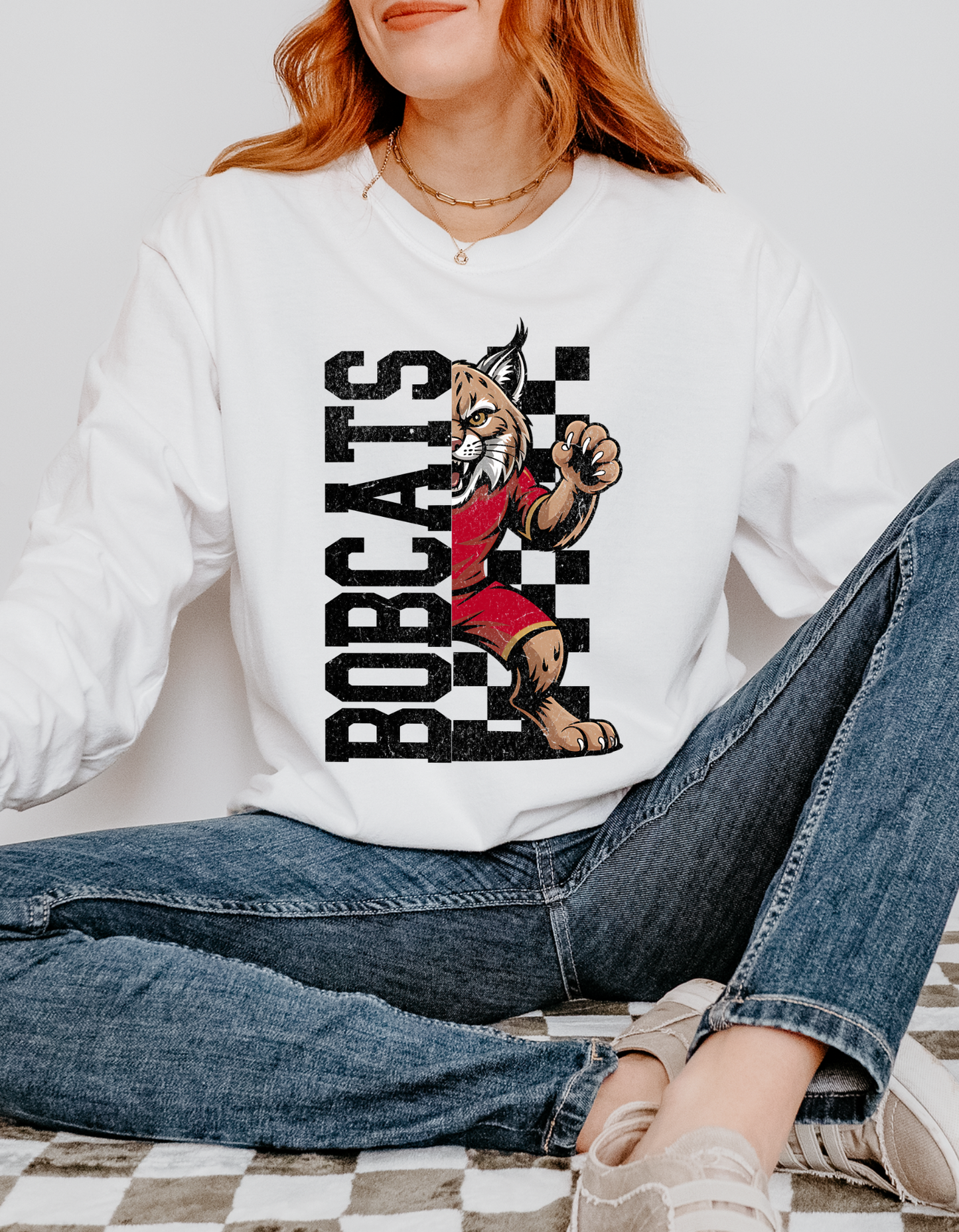 Checkered Bobcat Mascot