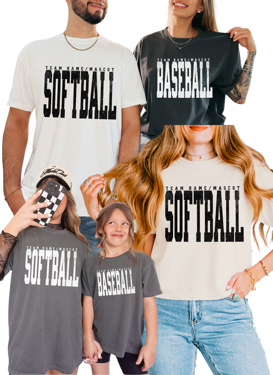 Custom Large print Baseball/Softball Tshirt