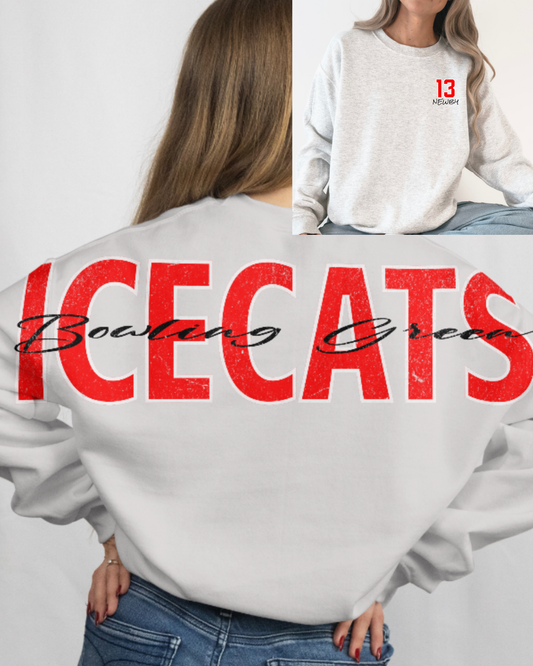 Red and White Ice Cats big back Crewneck