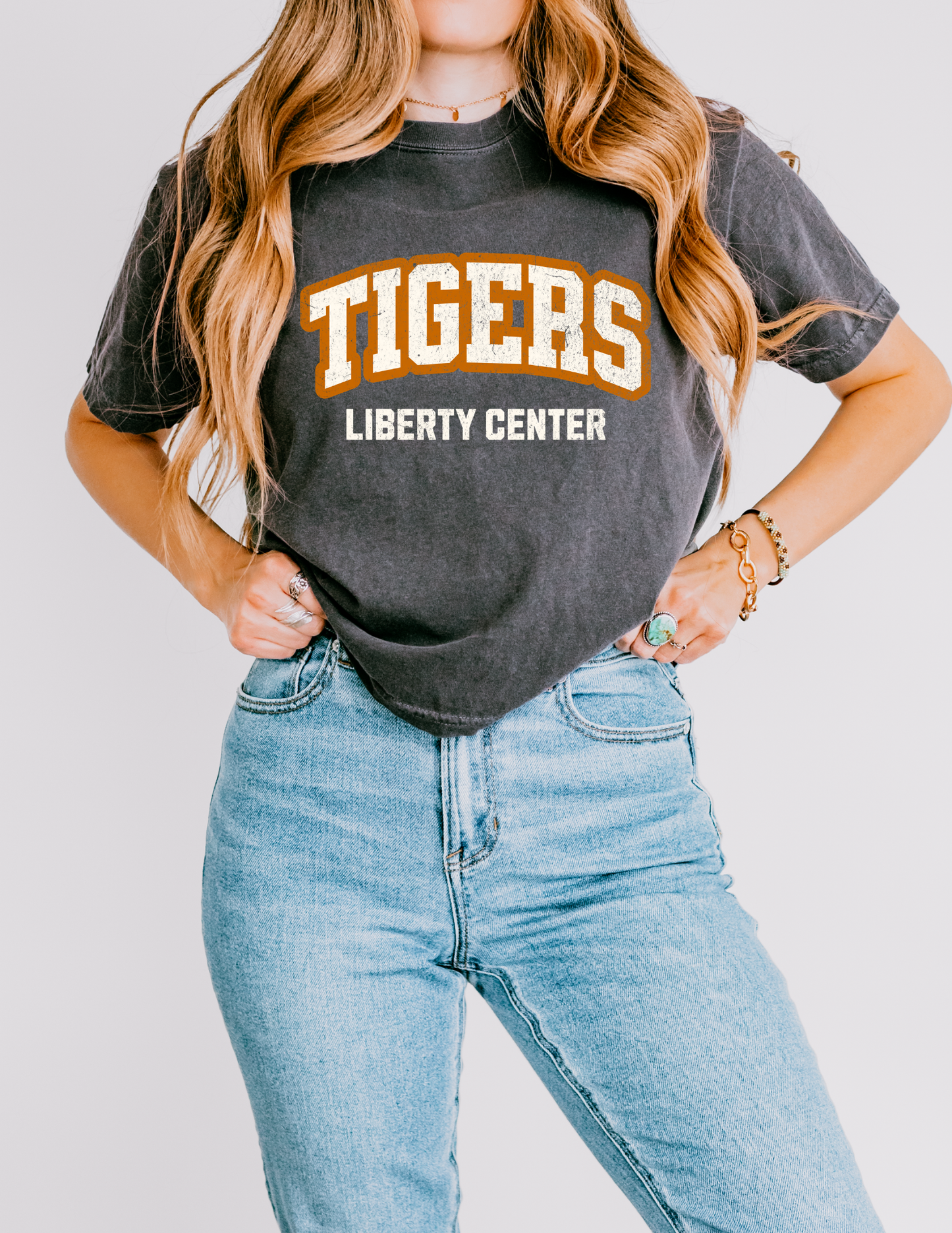 Liberty Center Arch Boxy Mom Tee
